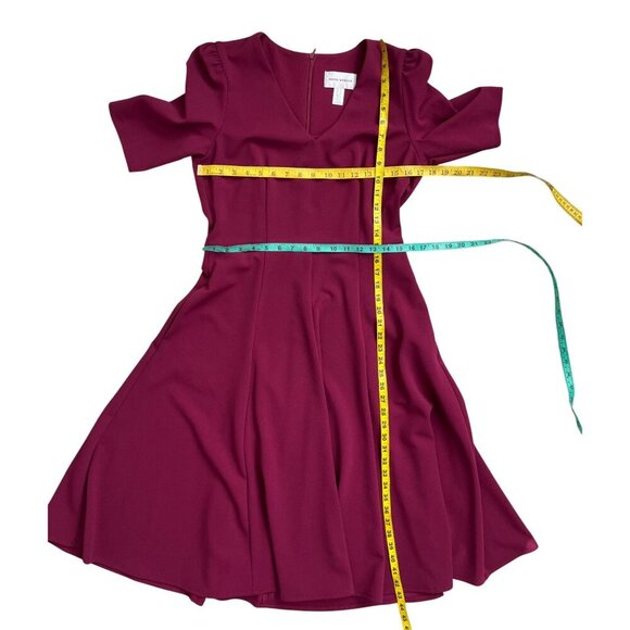 Donna Morgan Burgundy Midi Dress 10 | Holiday Party Cocktail Wedding Guest - Picture 10 of 11